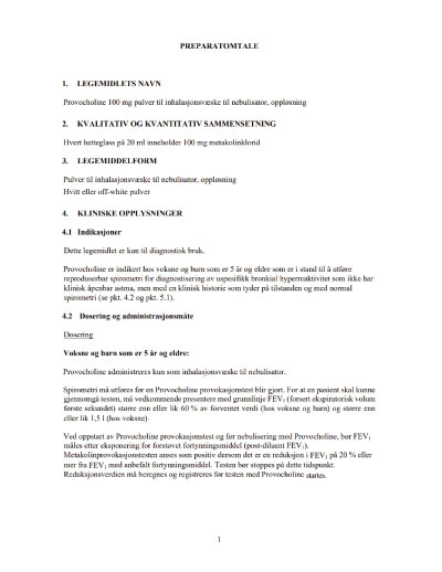 Provocholine SPC Norway